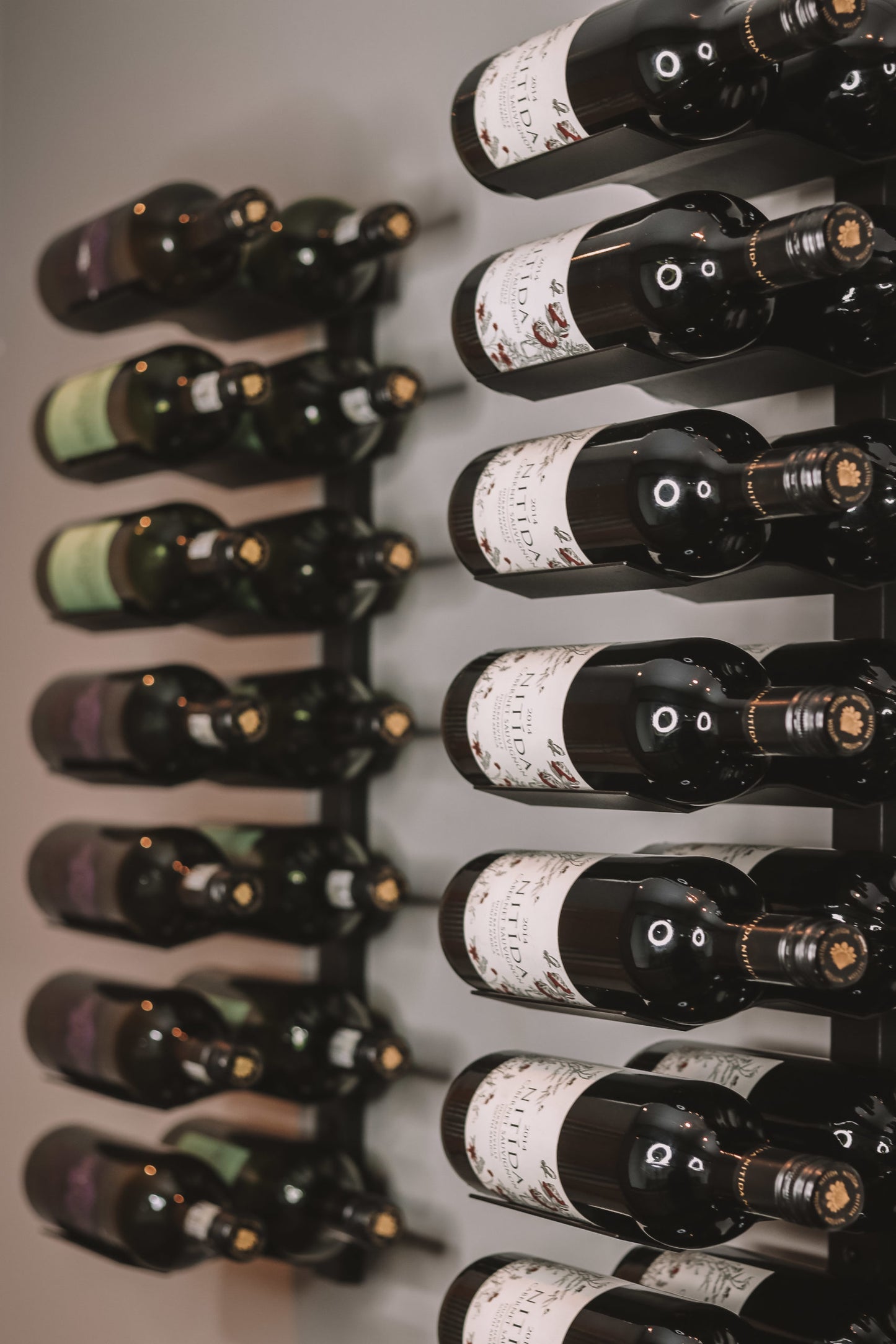 Wine Rack Spine 14 Bottle | Cradle Max Wall Display 700mm Black