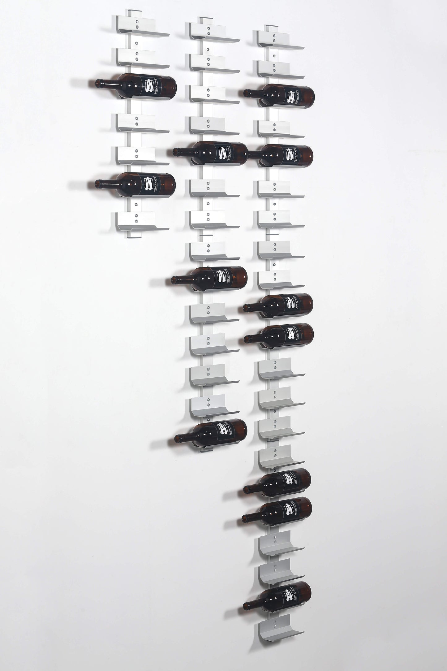 Wall Mounted Wine Rack 21 Bottle Display | 2100mm Black Spine Holder