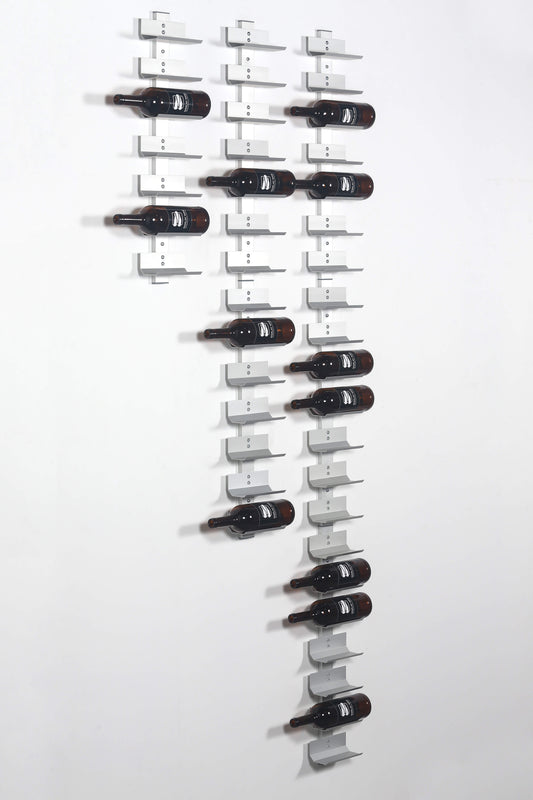 Wine Cradles 10 Bottle Set | Wall Mounted Silver Display Holders