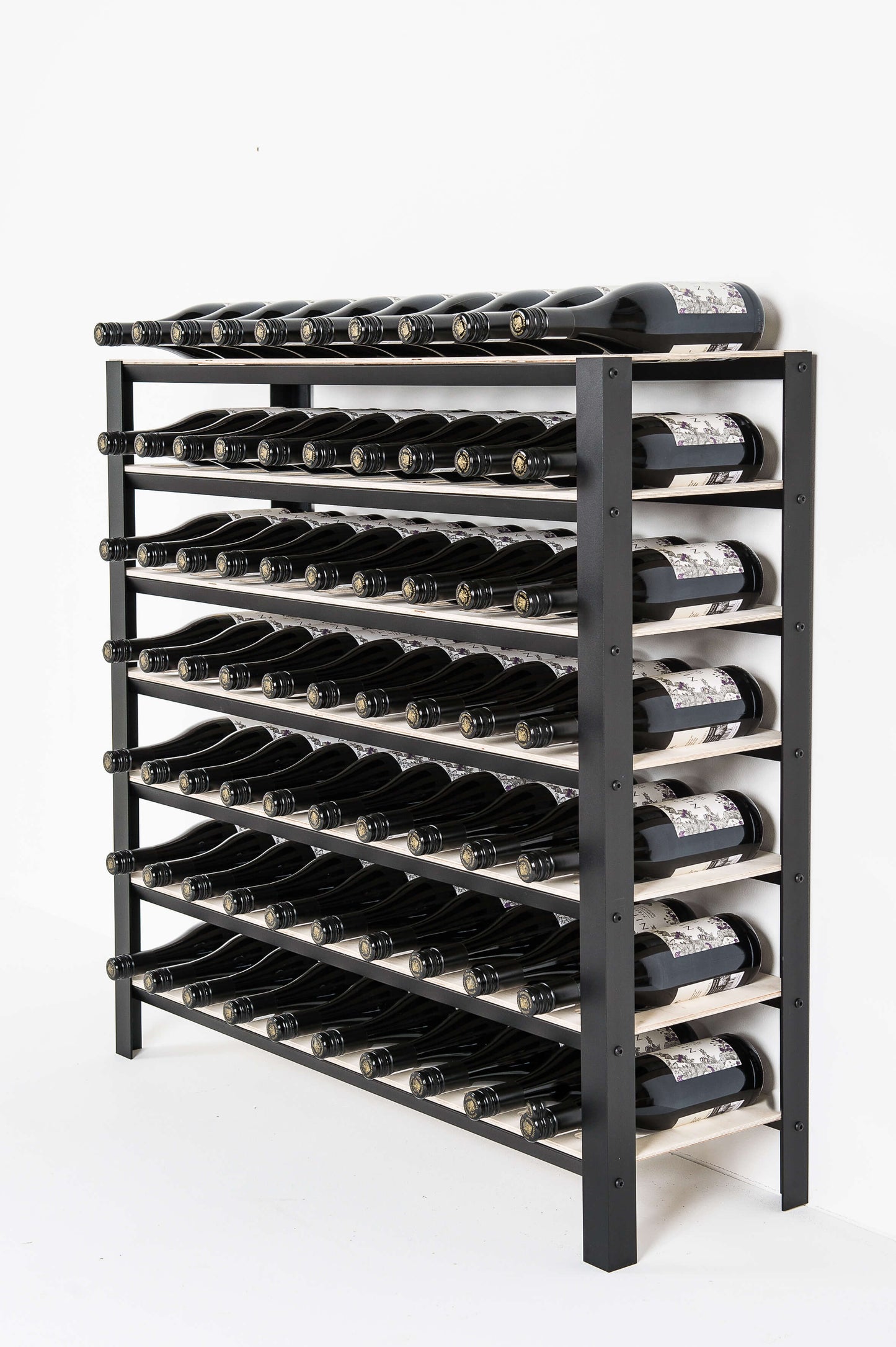 Classic wine rack with untreated birch ply shelves - 70 bottles