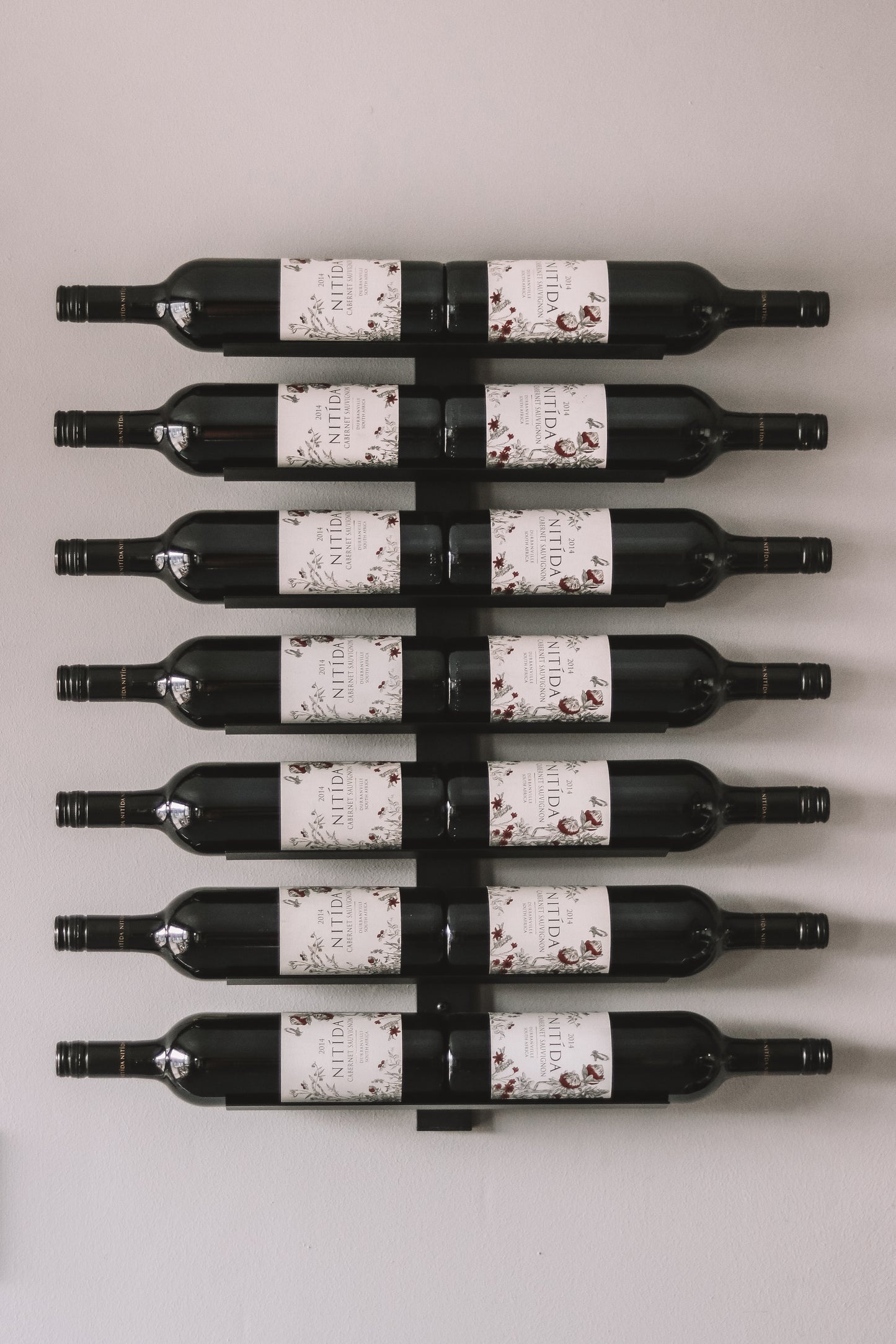 Wine Rack Spine 14 Bottle | Base to Base Cradle Display Black