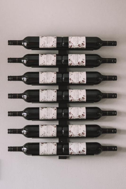 Wine Rack Spine 14 Bottle | Base to Base Cradle Display Black