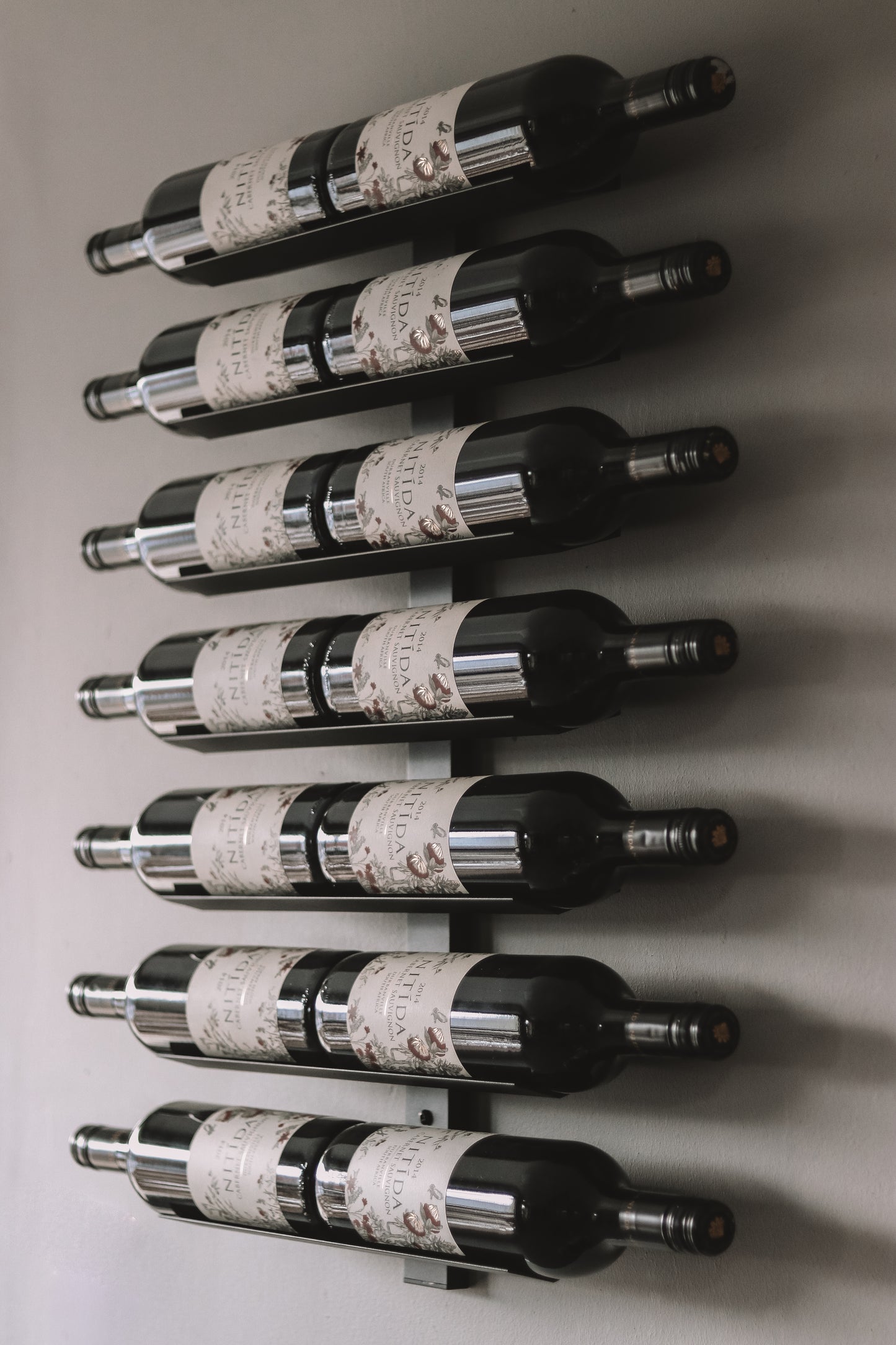 Wine Rack Spine 14 Bottle | Base to Base Cradle Display Black