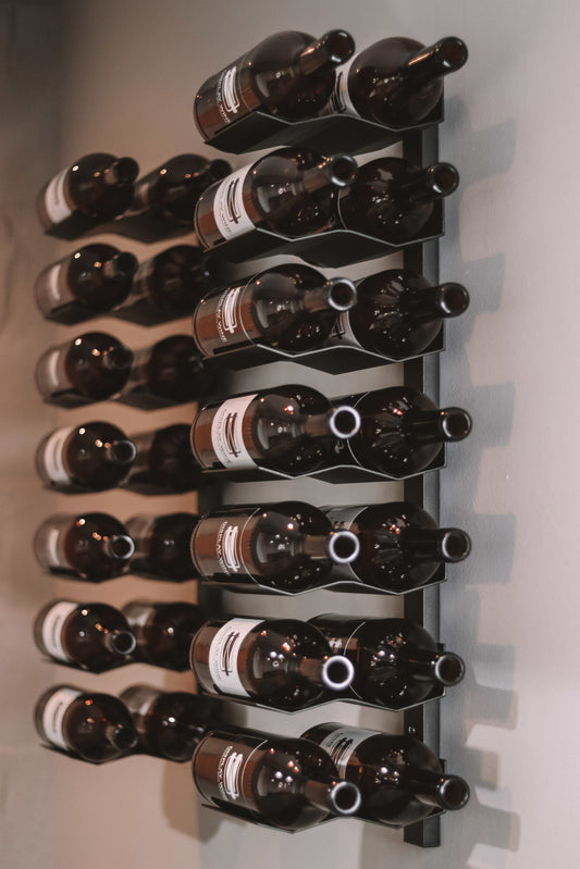 Wine Rack Spine 14 Bottle | Cradle Max Wall Display 700mm Black