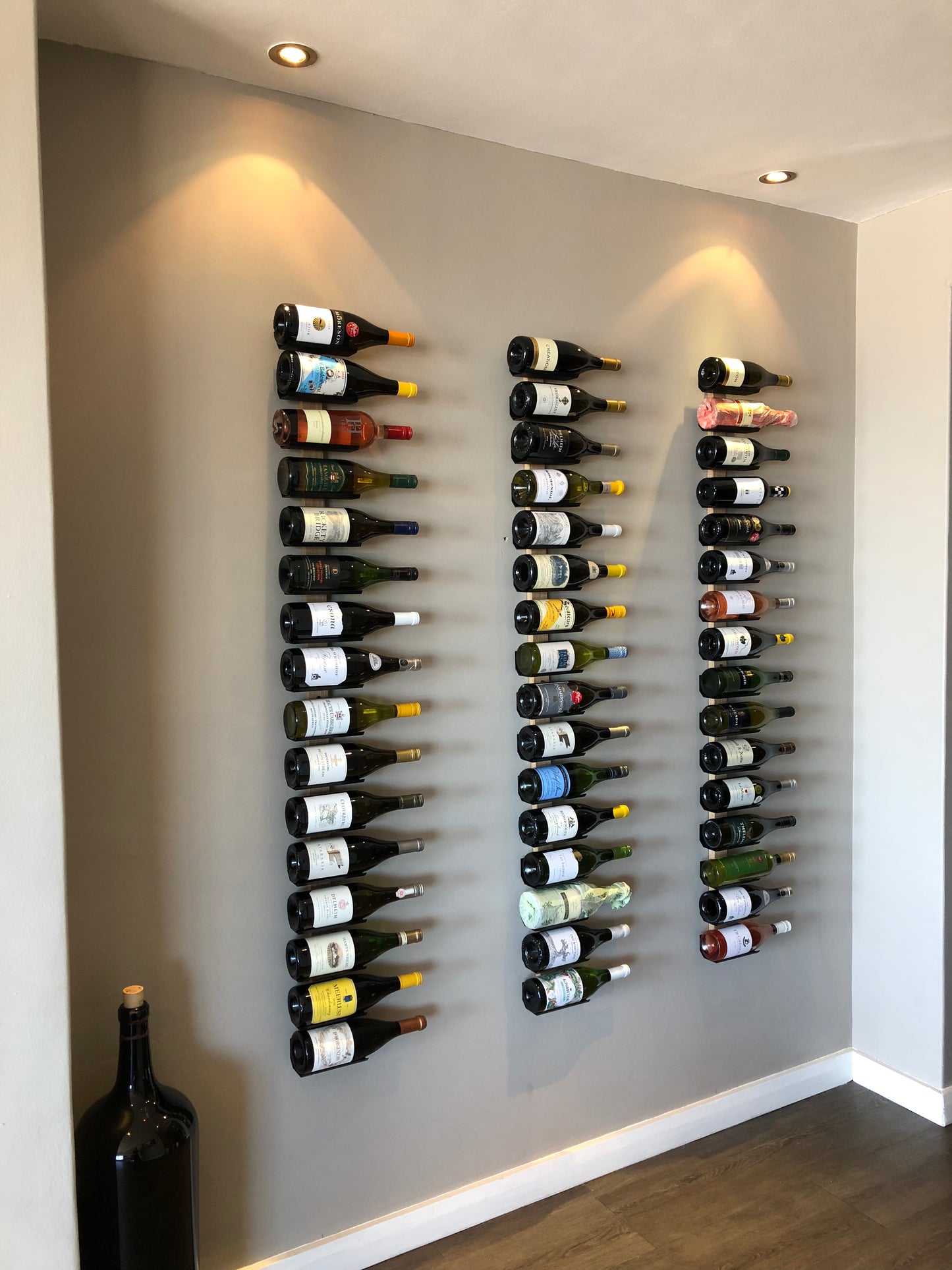 Wine Cradles 10 Bottle Set | Wall Mounted Silver Display Holders