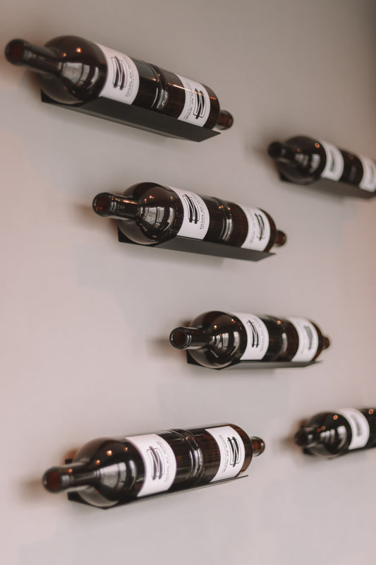 Wall Mounted Wine Cradle 2 Bottle | Black Aluminum Display - 10 Pack