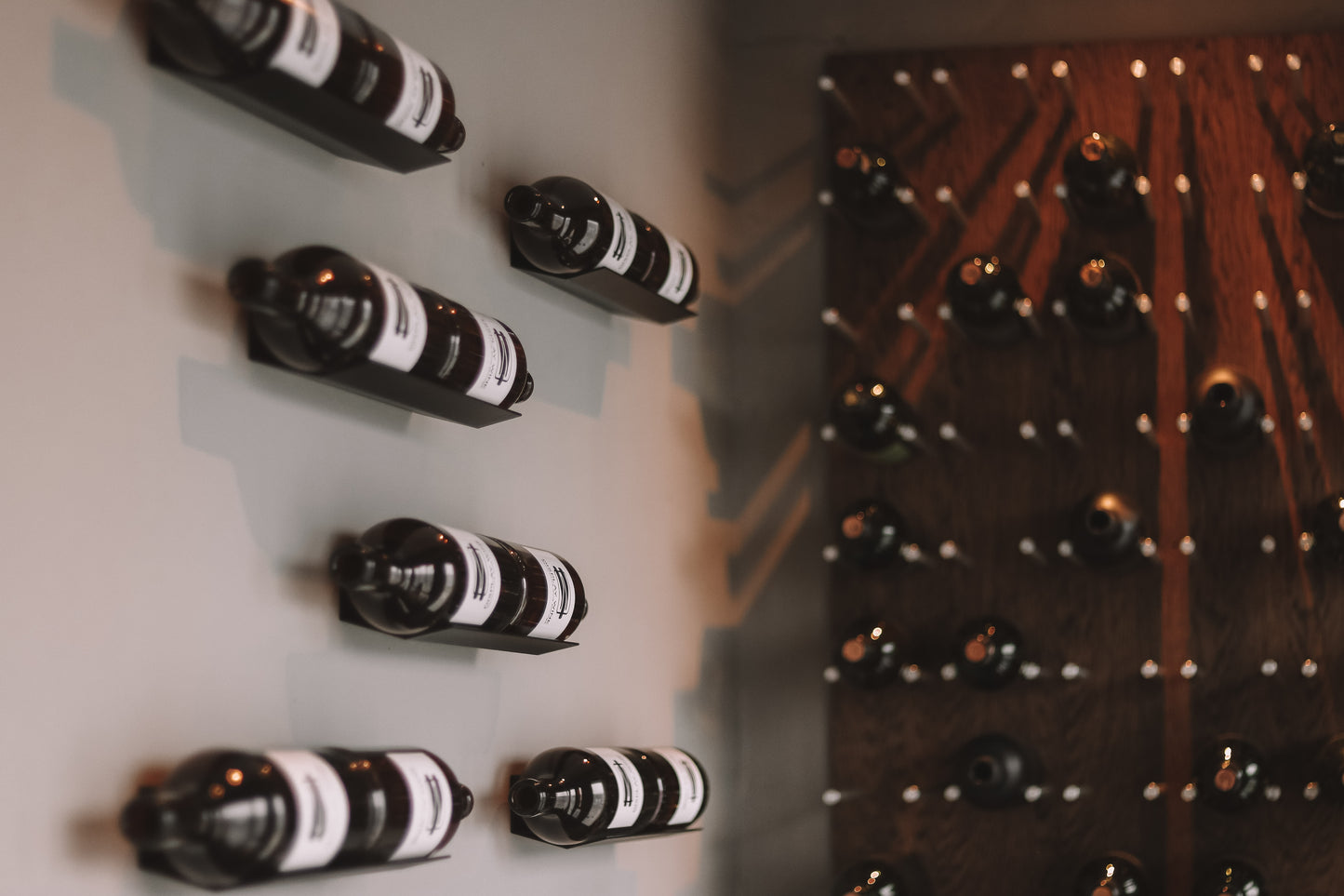 Wall Mounted Wine Cradle 2 Bottle | Black Aluminum Display - 10 Pack