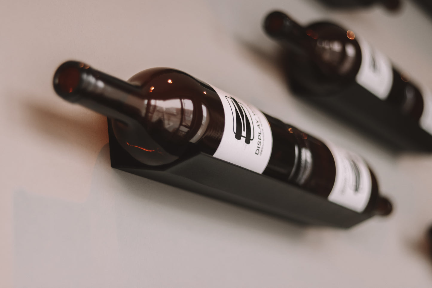 Wall Mounted Wine Cradle 2 Bottle | Black Aluminum Display - 10 Pack