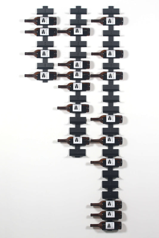 Wall Mounted Wine Rack 21 Bottle Display | 2100mm Black Spine Holder