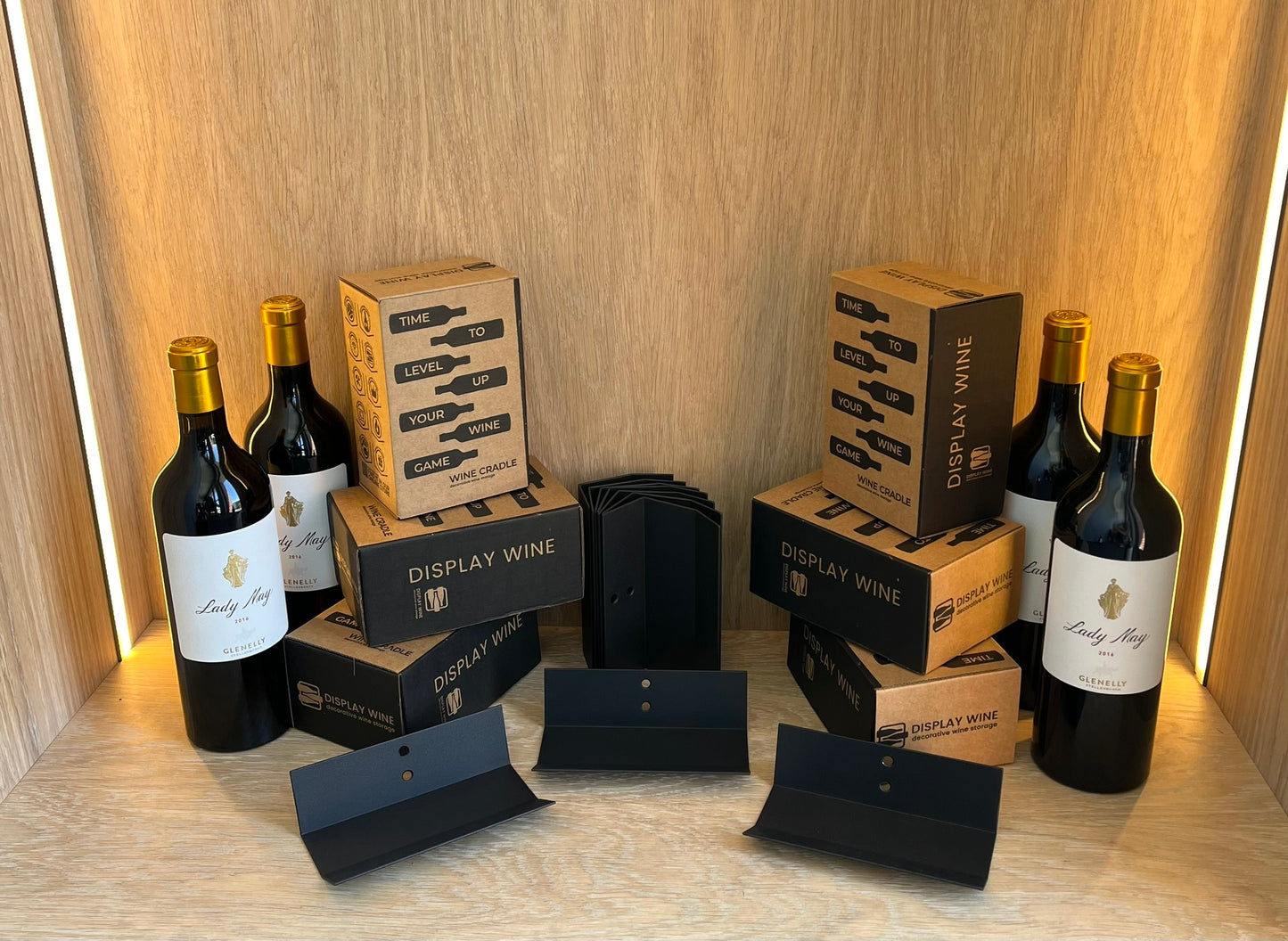 Wine Cradles 10 Bottle Set | Wall Mounted Black Display Holders