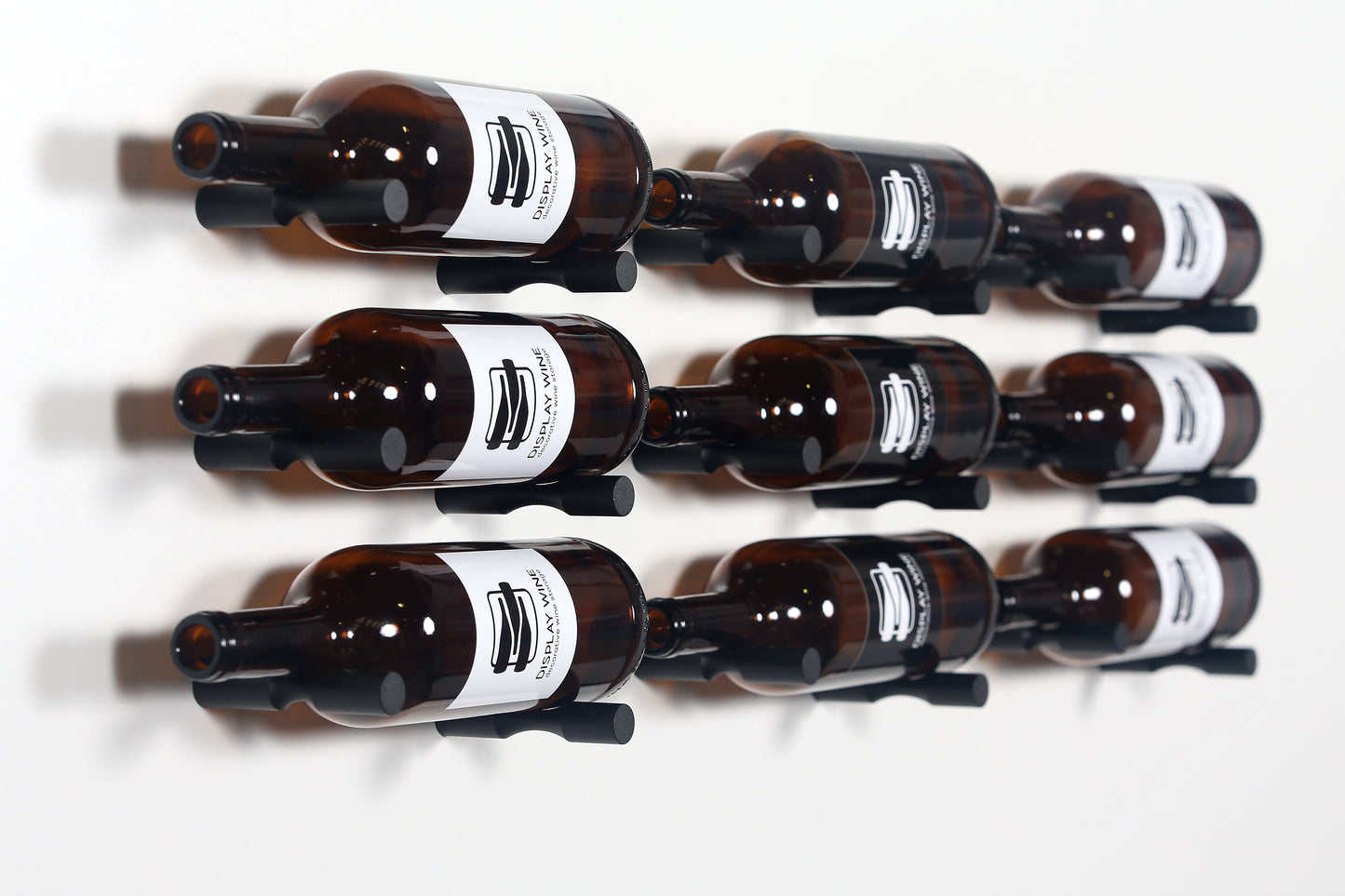 Wine Display Pins 10 Bottle Set | Label Facing Black Wall Mount