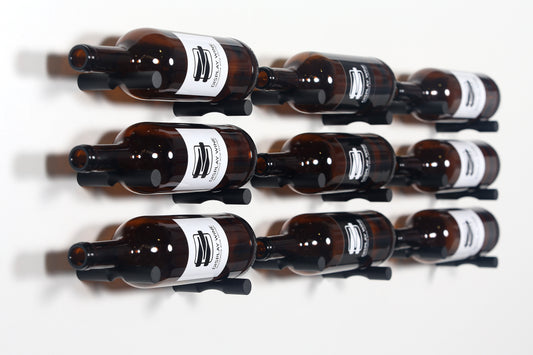 Wine Display Pins 10 Bottle Set | Label Facing Black Wall Mount