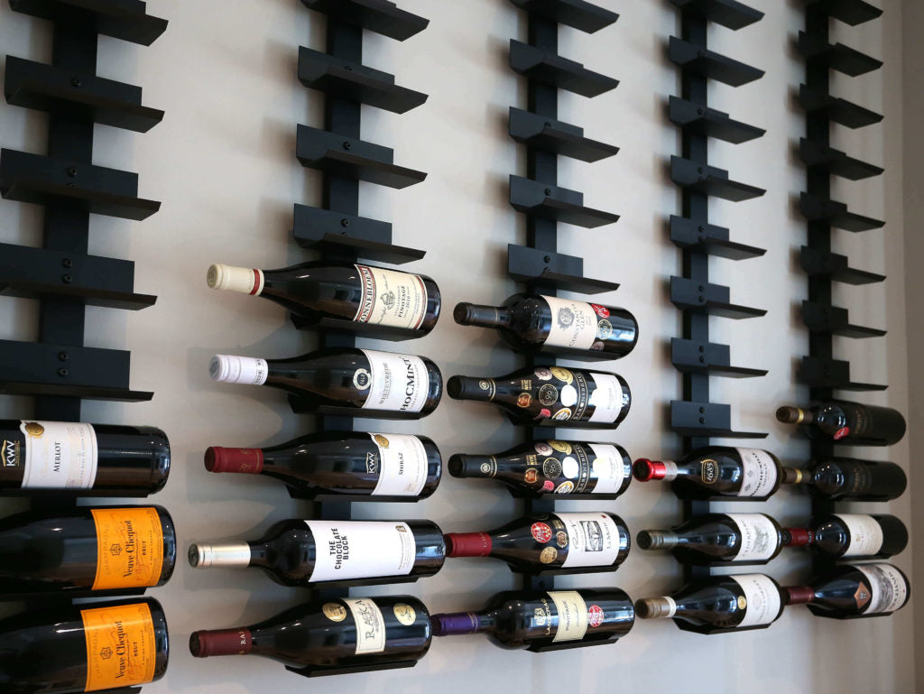 Wine Cradles 10 Bottle Set | Wall Mounted Silver Display Holders